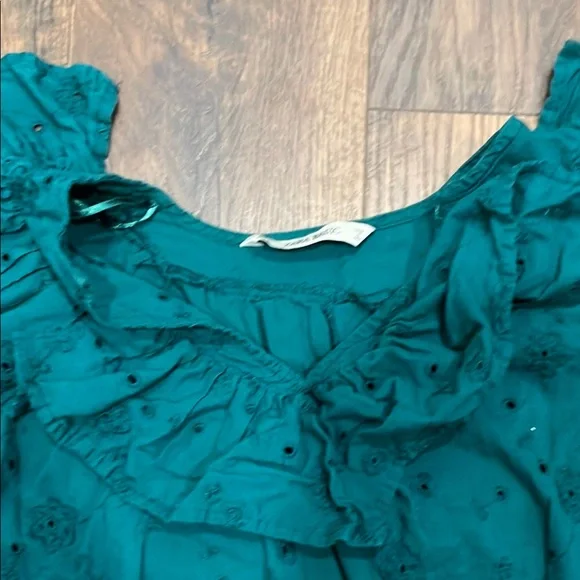 Teal Ruffle Blouse - Picture 2 of 4